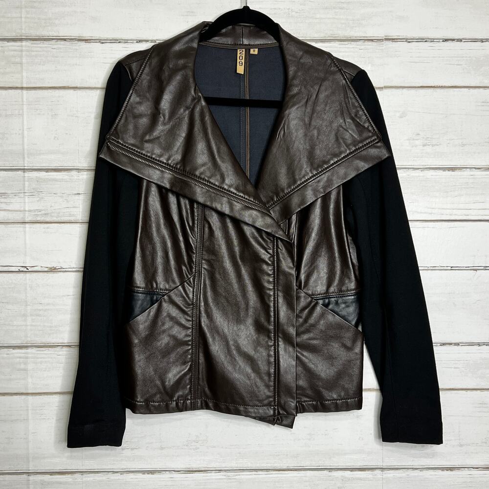209 WST New York Vegan Leather Moto Jacket Size 8
